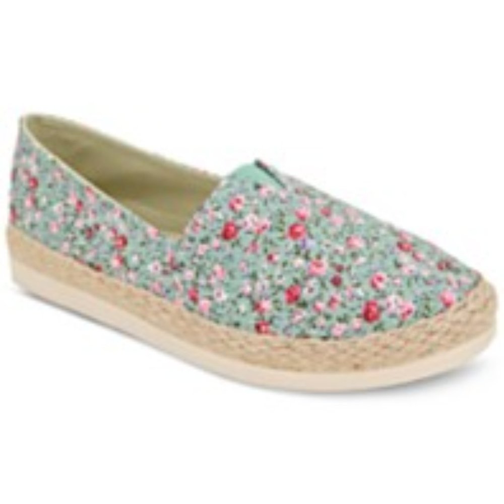 NWB - New Esprit Women's Ellery Espadrille Flats - Floral (sage/pink) - Size 9M